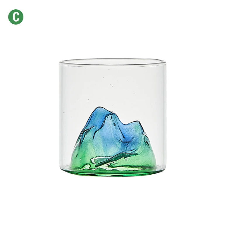 Japan 3D Mountain Whiskey Glass Glacier Old Fashioned Whisky Rock Glasses Whiskey-glass Wooden Gift Box Vodka Cup Wine Tumbler