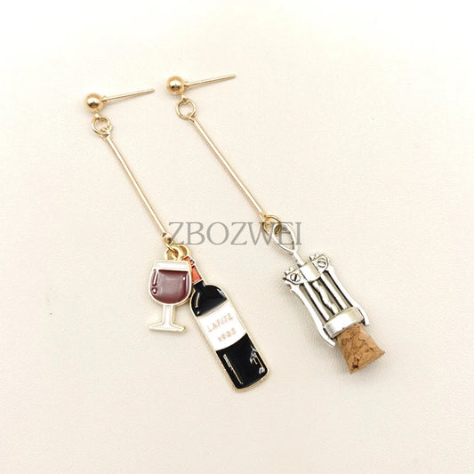 New Wine Earrings,  Wine Glass Opener Earrings Miniature Food Jewelry Handmade Jewelry Mini Food Jewelry Gift for Wine Lover