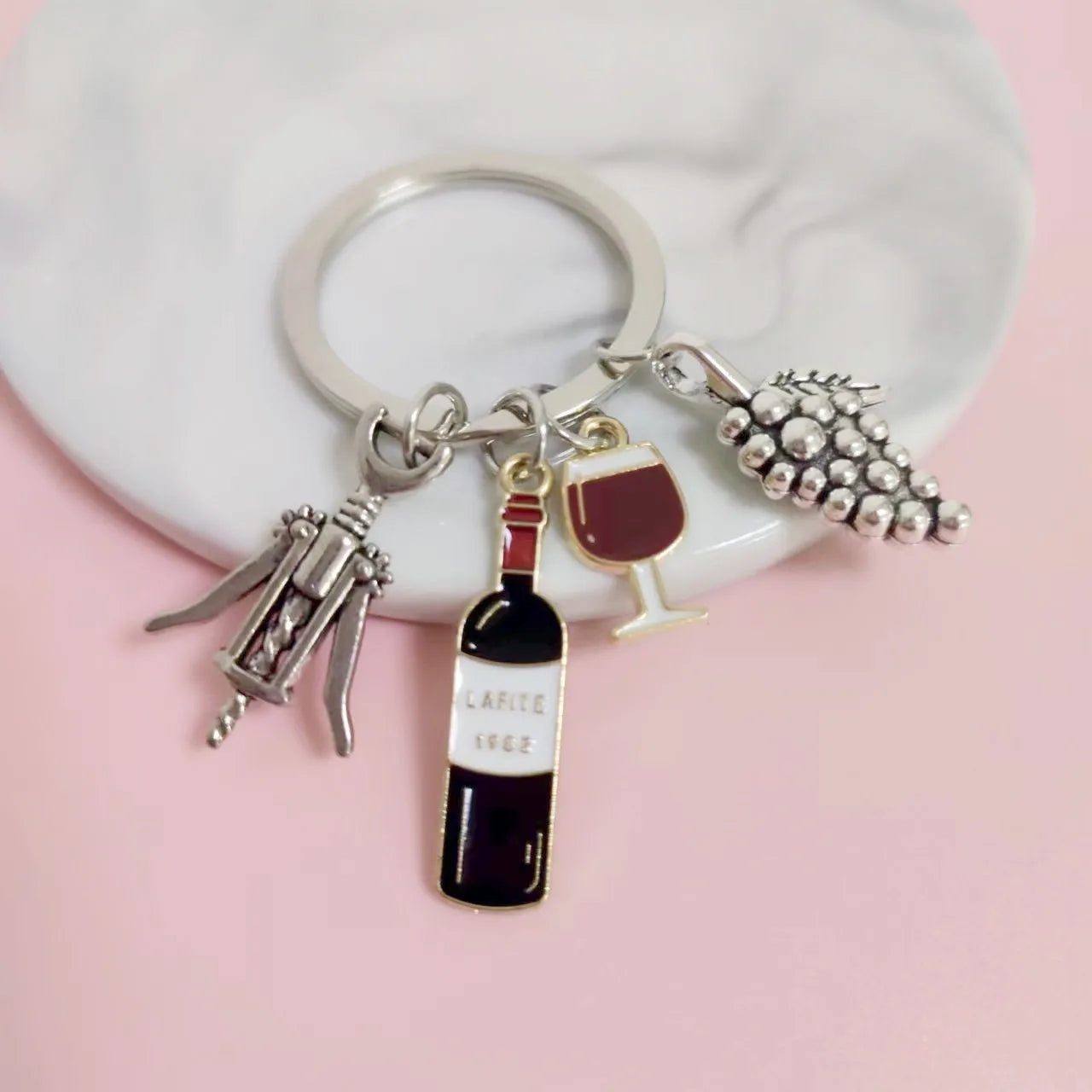 Wine Glass Bottle Opener Key Chains, keyring,Silver Color, Women Jewelry Man Accessory Pendant Fashion Gift