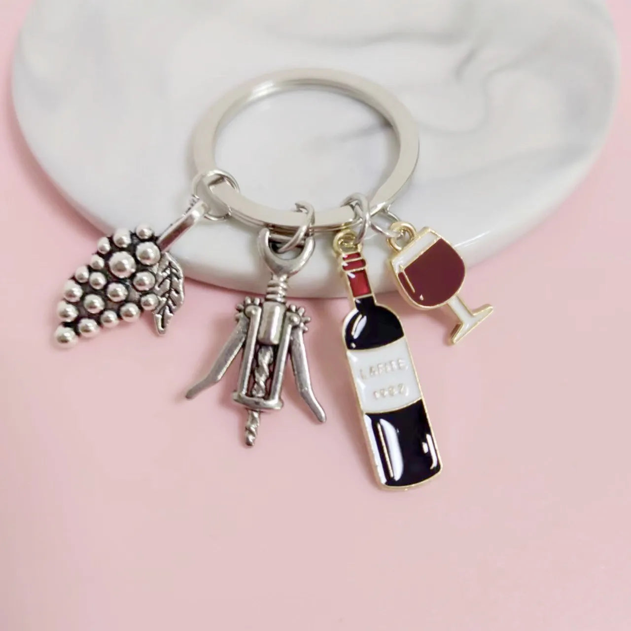 Wine Glass Bottle Opener Key Chains, keyring,Silver Color, Women Jewelry Man Accessory Pendant Fashion Gift