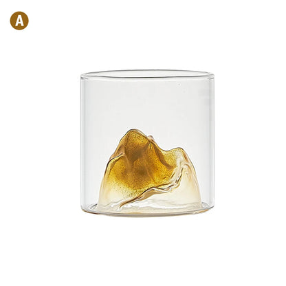 Japan 3D Mountain Whiskey Glass Glacier Old Fashioned Whisky Rock Glasses Whiskey-glass Wooden Gift Box Vodka Cup Wine Tumbler