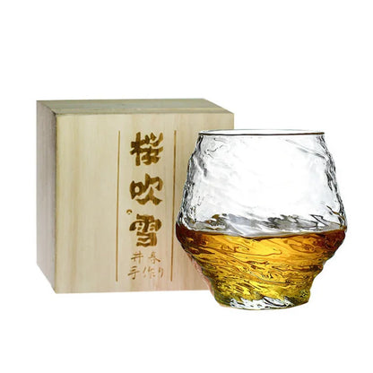 Snowflakes Falling Art Whiskey Glass Retro Hazy Hammer Wine Tumbler Drinking Cup Gifts XO Cognac Brandy Whisky Mug With Wood Box