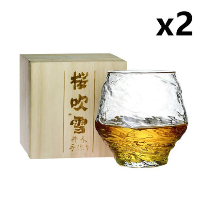 Snowflakes Falling Art Whiskey Glass Retro Hazy Hammer Wine Tumbler Drinking Cup Gifts XO Cognac Brandy Whisky Mug With Wood Box