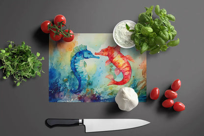 Seahorses Glass Cutting Board