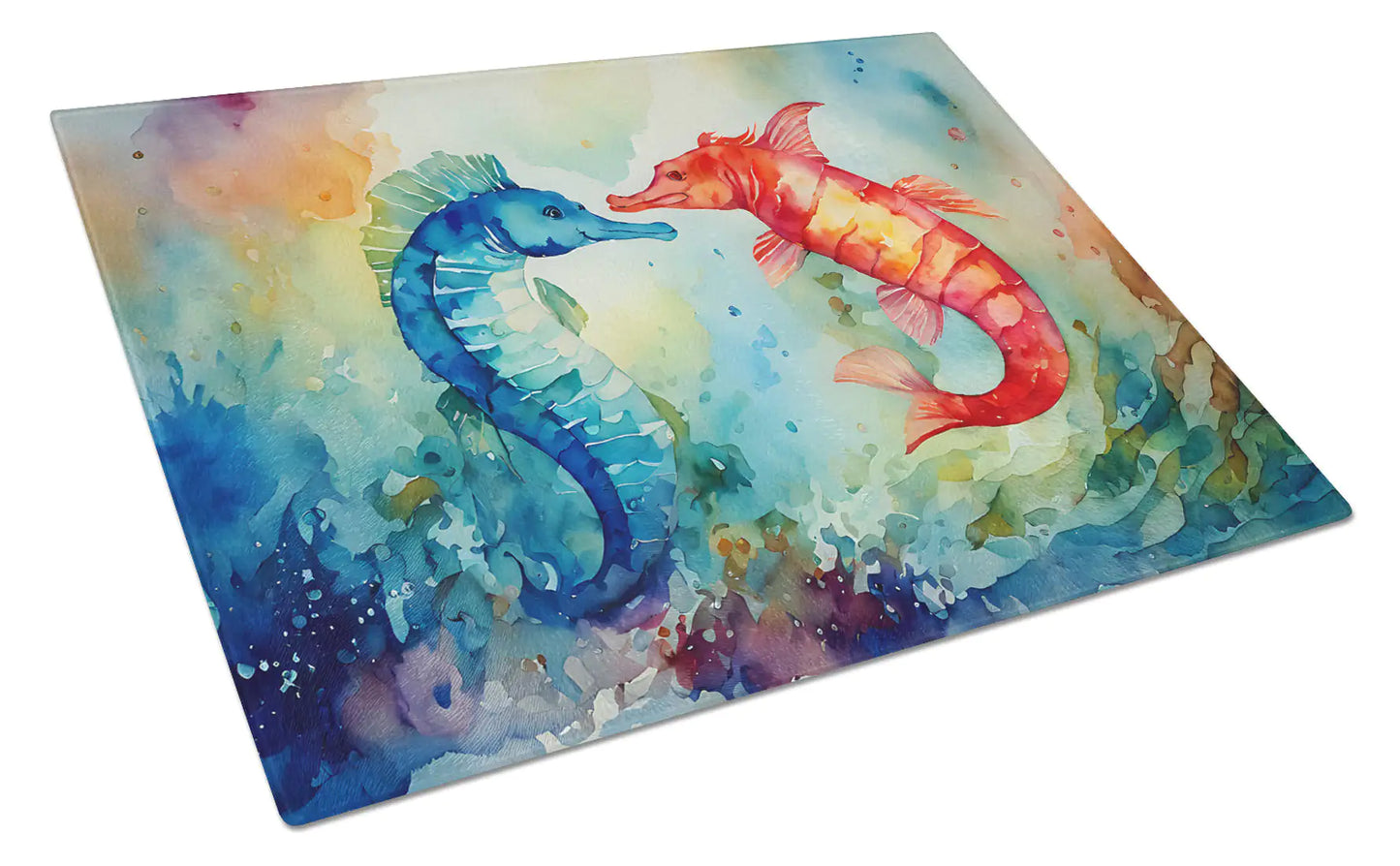 Seahorses Glass Cutting Board