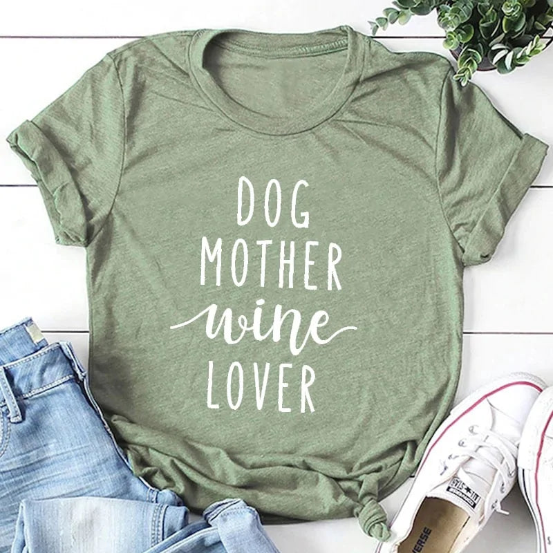 Dog Mother Wine Lover T-Shirt