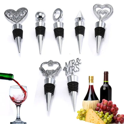 Zinc Alloy Wine Stopper Crystal Wine Champagne Bottle Stopper Vacuum Sealed Wedding Heart Gift  Wine Pourer Stopper Dropshipping